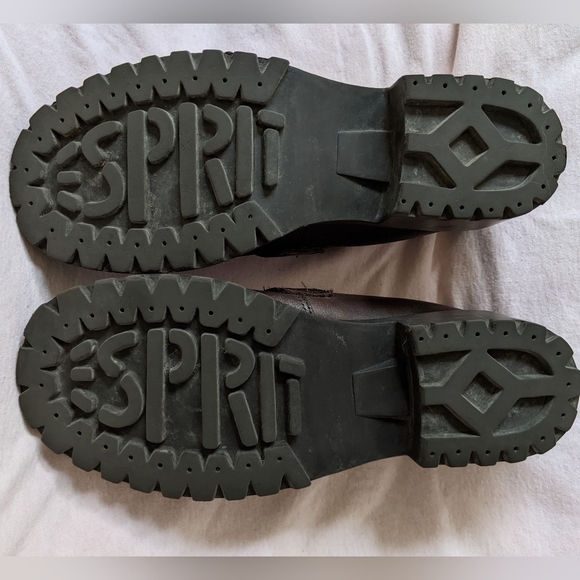 Vintage Espirit Y2K chunky brown leather loafers heels 6.5 90s academia platform - Picture 11 of 11